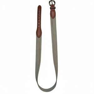 VTG Club Room Canvas Leather Belt Mens 38 Green Brass Preppy England USA‎